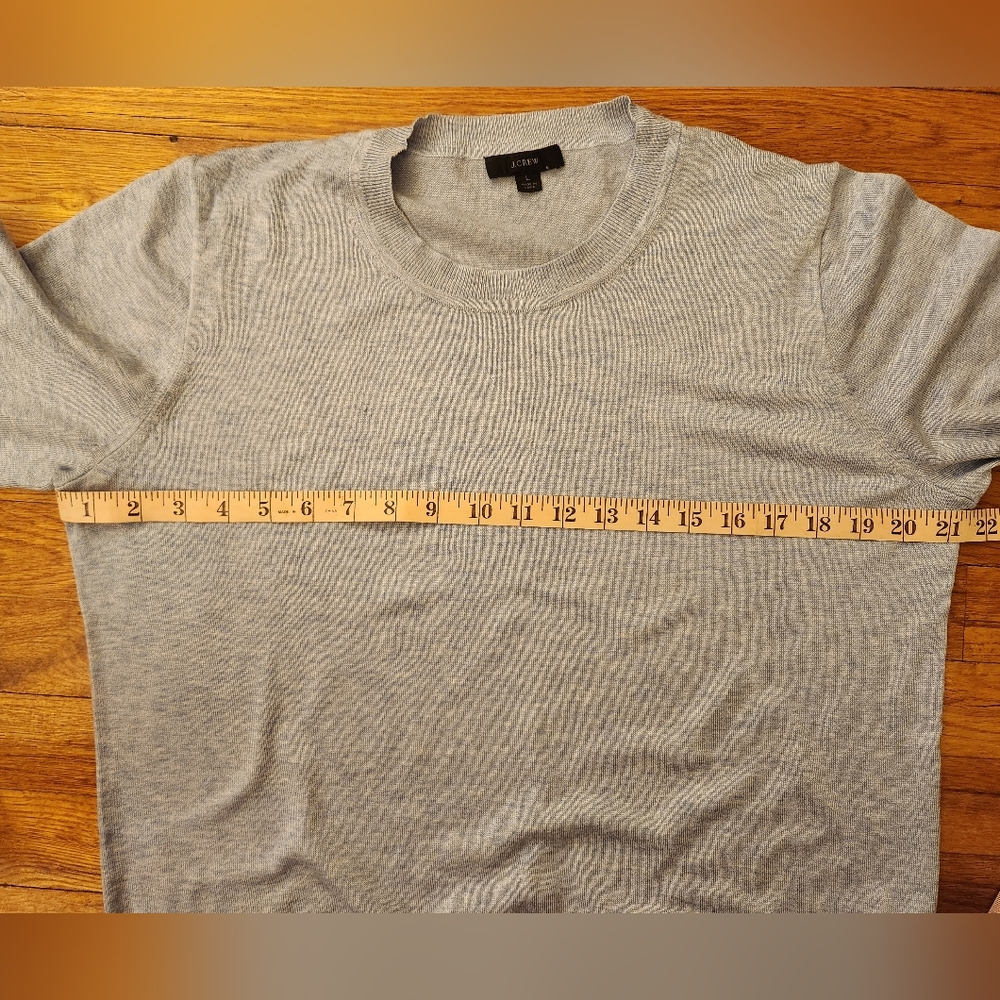 J Crew Light Blue Short Sleeve Crew Neck Cotton Blend Sweater Size L - Picture 4 of 9